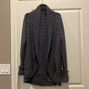 Alpaca, Wool and Acrylic Ann Taylor dark gray heavy cardigan